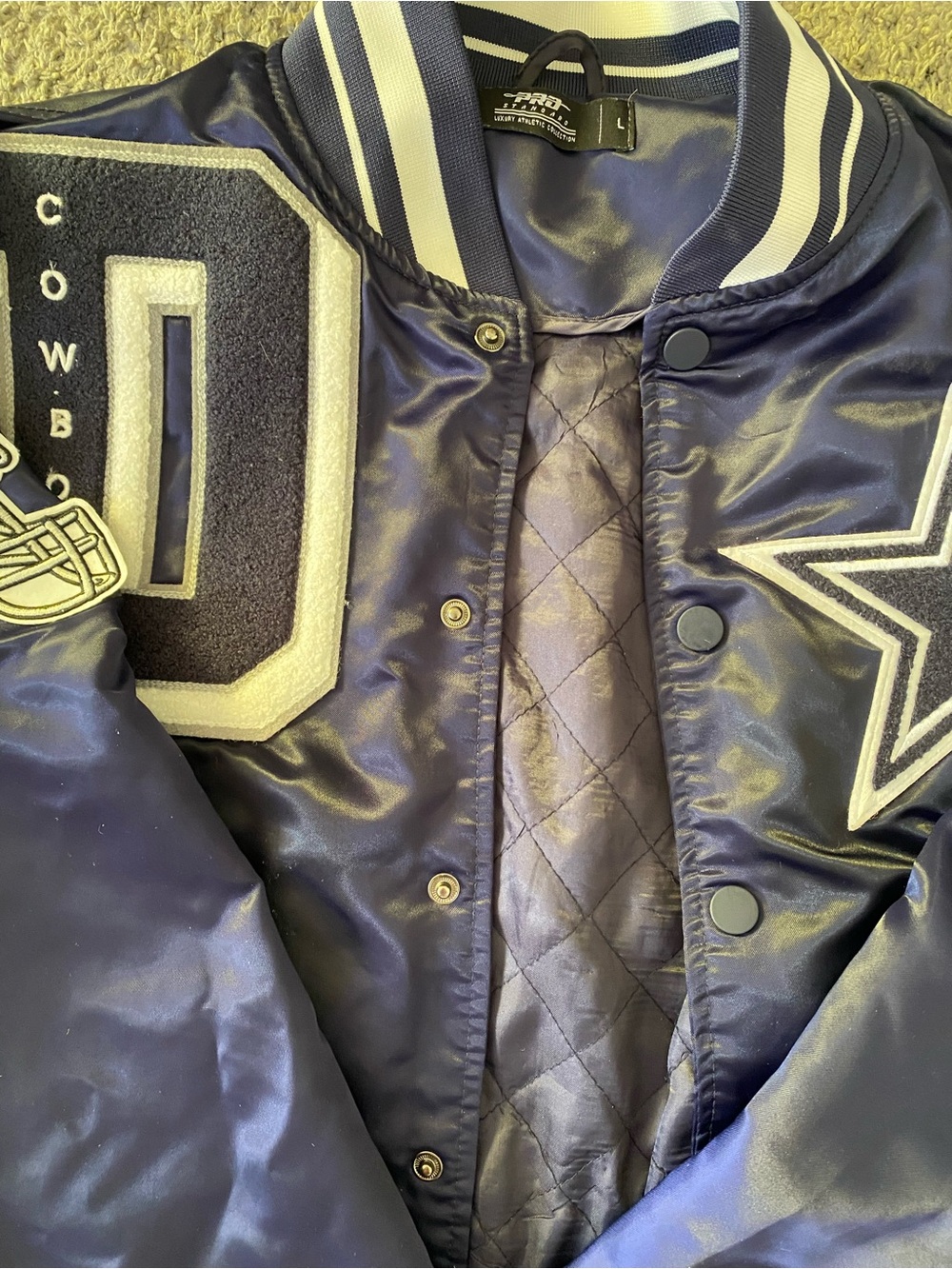 Dallas Cowboys Navy Blue Varsity Jacket - Picture 6 of 13